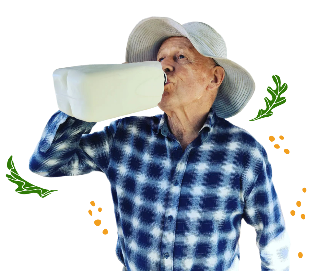 Farmer Drinking Organic Raw Milk